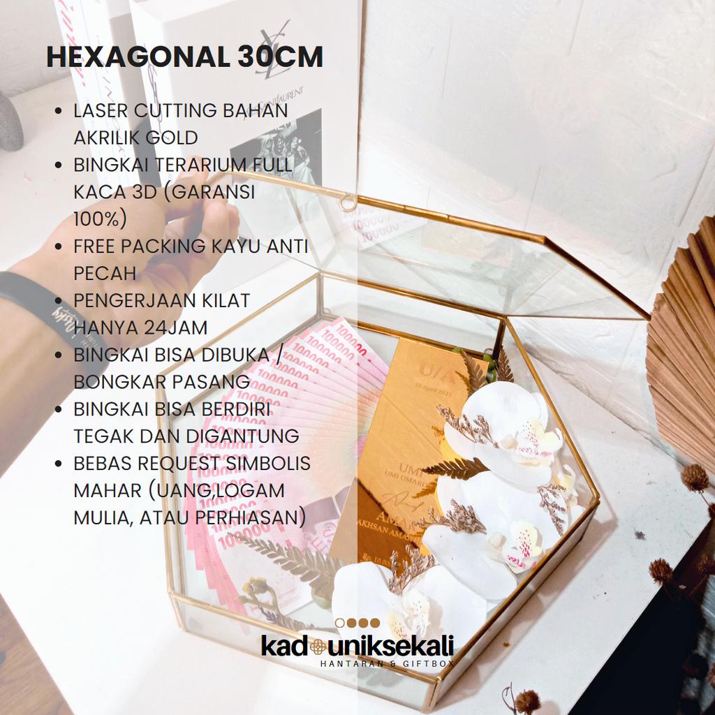 Mahar Hexagonal Orchid 30cm I Tempat Mahar nikah Rustic | Mahar Pernikahan