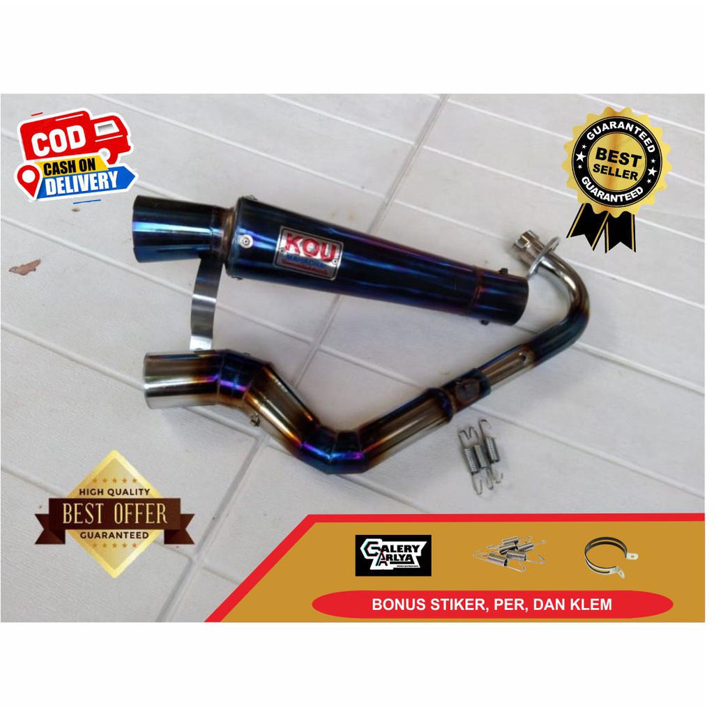 Knalpot racing kou pcx matte blue original