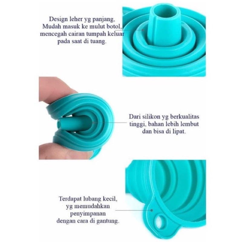 Corong Air Minyak Lipat Portable Silikon