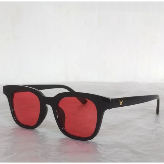 RRNS KM-005 Kacamata Wanita Pria Optik Anti Sunglass Dengan Fashion Sunglasses Kacamata Hitam-BLACK/RED