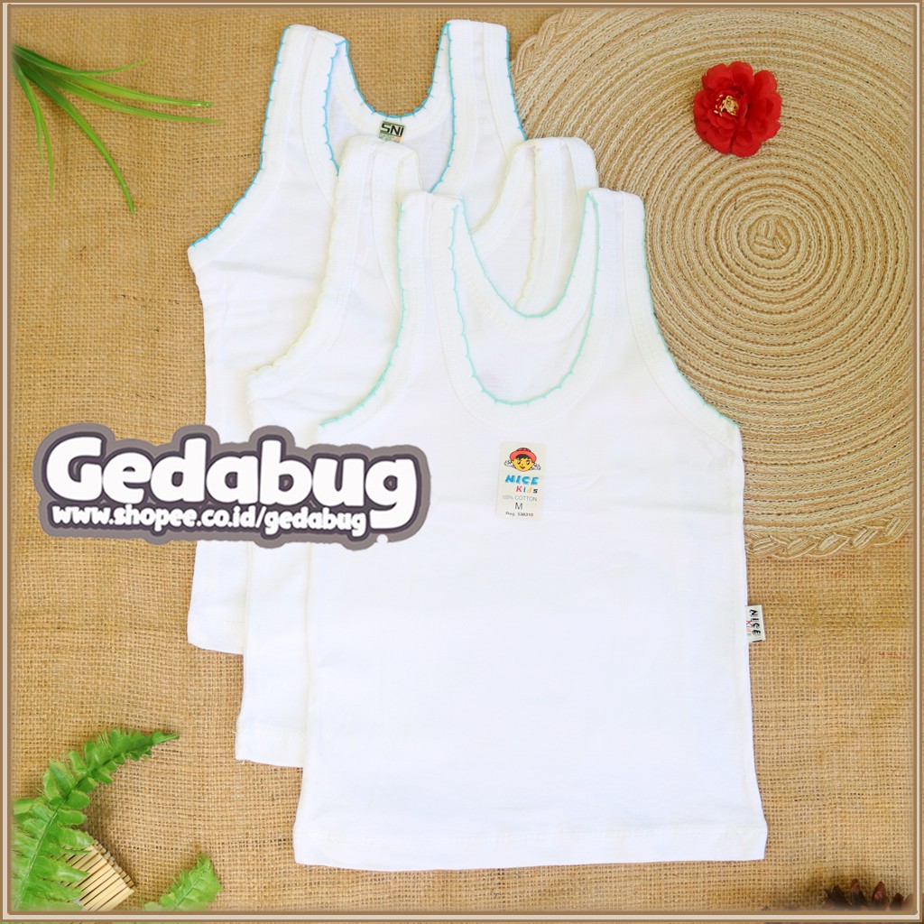 Singlet Anak NICE Kids | Kaos dalem Polos warna dasar Putih | Gedabug