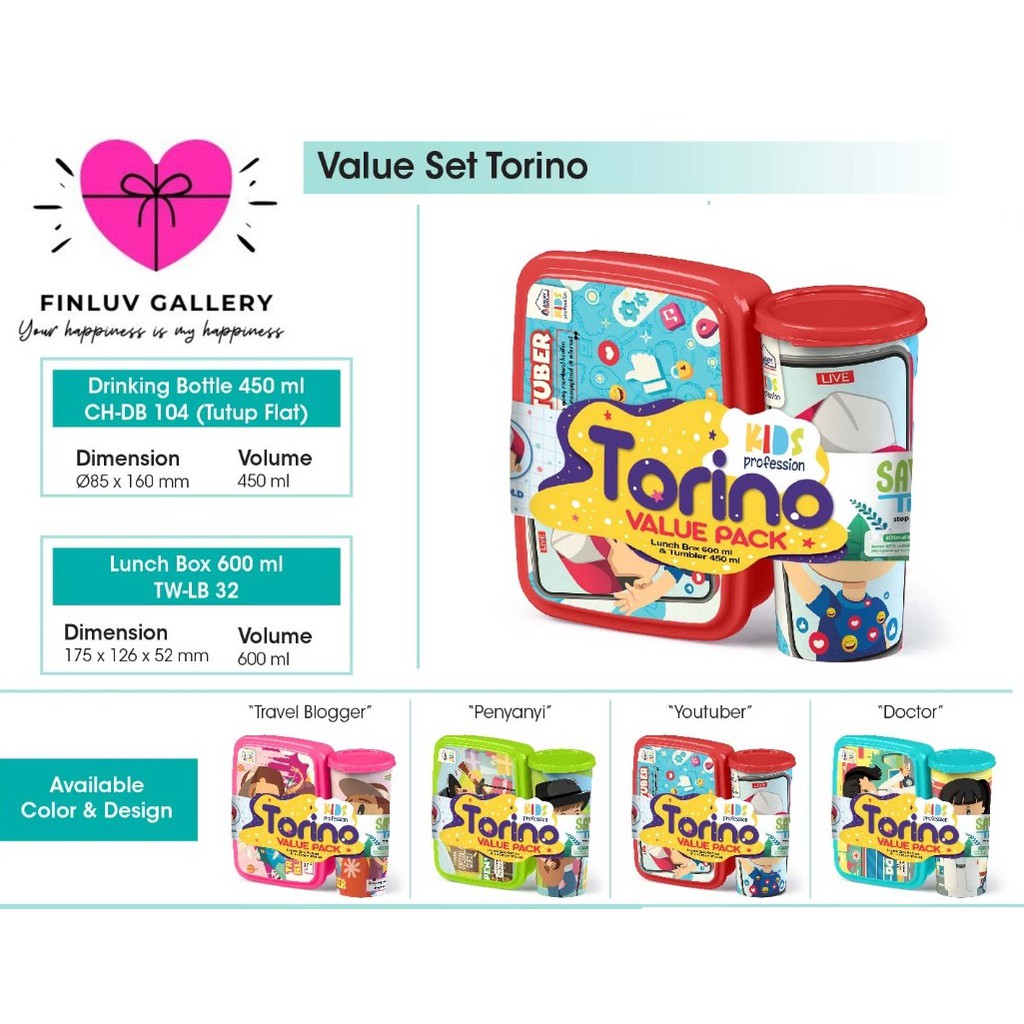 SOUVENIR TEPAK MAKAN LUNCH BOX  DAN THUMBLER - TORINO