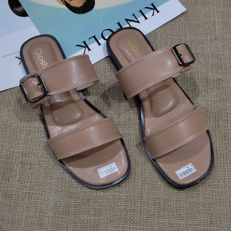 SANDAL WANITA DOUBLE STRAP TERBARU AF.01 ASLI REAL PICT