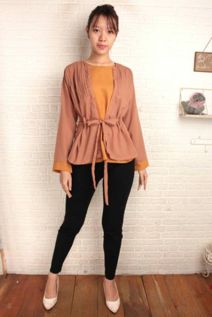 Blouse tangan panjang sabyan plisket