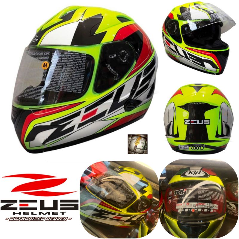 ZEUS Import Helmet Pattern - SNI/DOT.Helm SNI dengan Double VisorWarna : FLUO YELLOW II31 RED