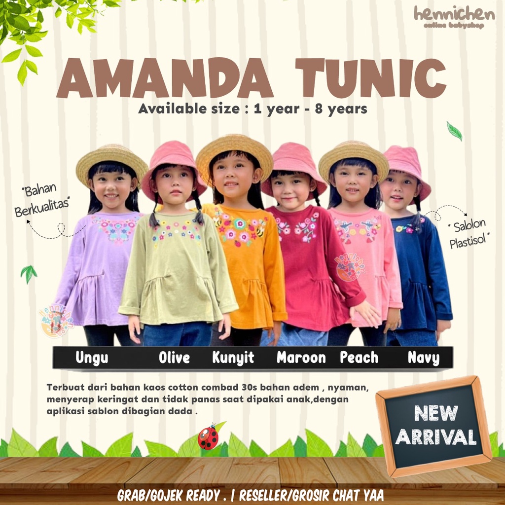 PROMO 7.7 Smilee Tunik Amanda 1-5 Tahun Blouse Anak Perempuan Tangan Panjang Motif Bunga baju lebaran anak