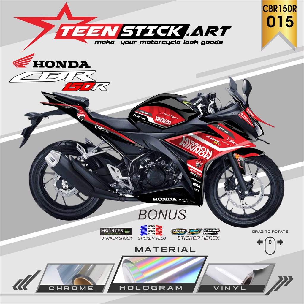 STRIPING CBR 150R - STRIPING VARIASI HOLOGRAM HONDA CBR 150R FC MISSION WINNOW TN 015