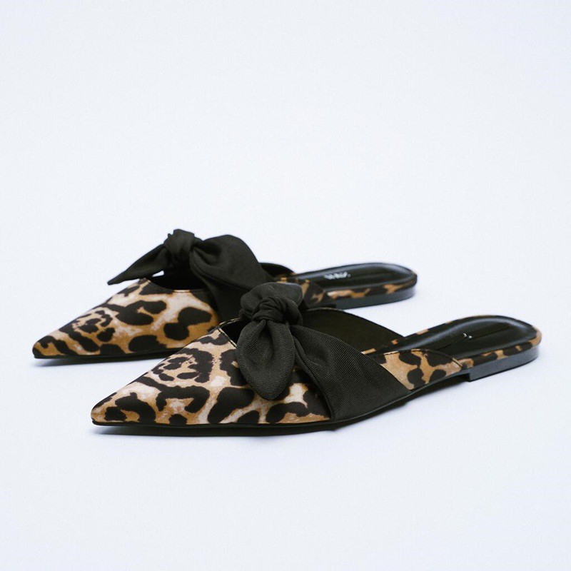 SEPATU ZR-131 ANIMAL PRINT MULES WITH BOW