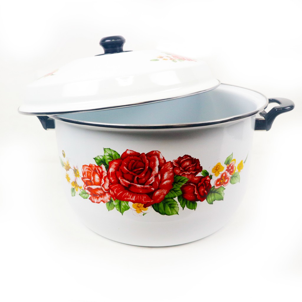 Maspion Panci Stock Pot Enamel 34 cm Motif Bunga ST 112 134