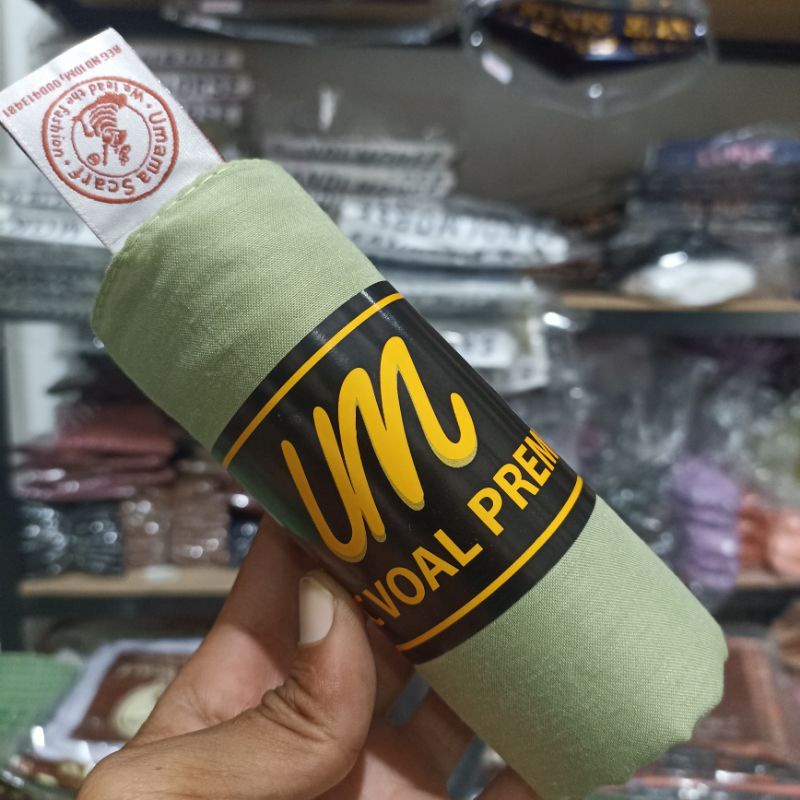 Jilbab UMAMA BASIC VOAL  Original Scarf Jilbab Hijab Kerudung sekolah segiempat seragam kerja polos-Basic Voal Matcha