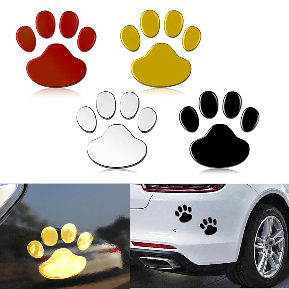 Lanfy 2pcs / Set Stiker Decal Motif Telapak Kaki Anjing / Kucing Bahan Pvc Untuk Dekorasi Pintu / Jendela / Bumper Mobil