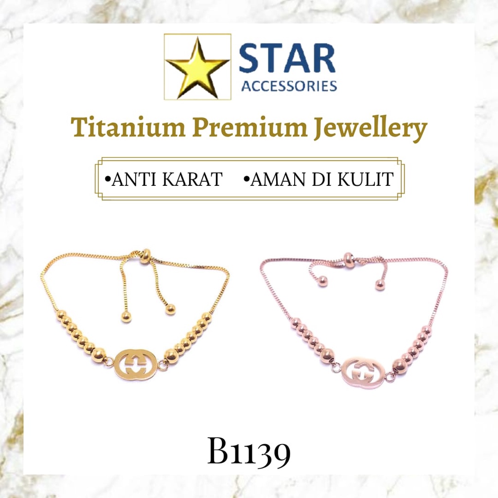 Gelang Titanium Gucci Serut Gold | Gelang Titanium Guci Rose Gold