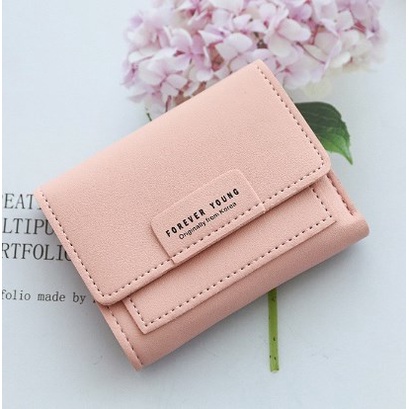 DOMPET LIPAT PENDEK WANITA BAHAN KULIT SINTETIS DENGAN 5 SLOT KARTU FOREVER YOUNG | FADHILAH SHOP BJB