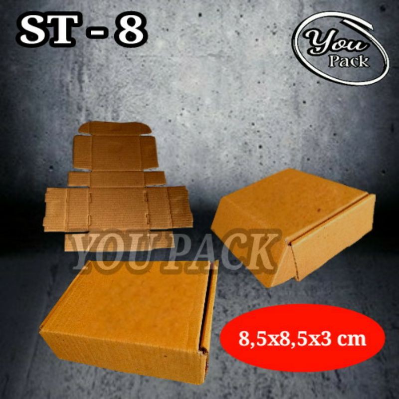 

KOTAK KARDUS ST-8 8,5X8,5X3 CM COKLAT POLOS DUS BOX PACKING