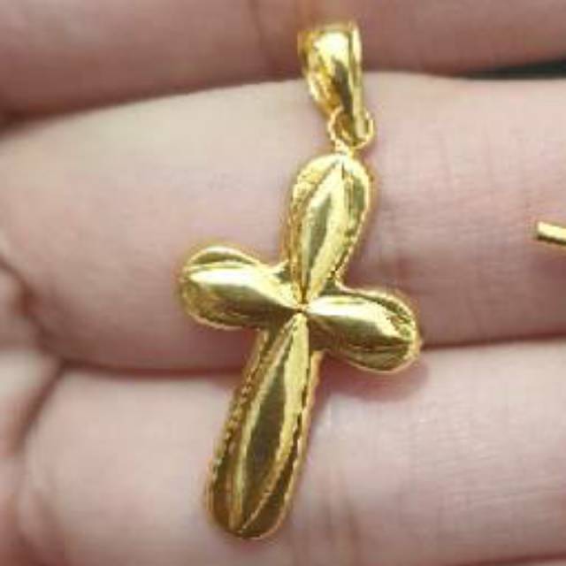 liontin emas asli kadar 875 salib setengah gram