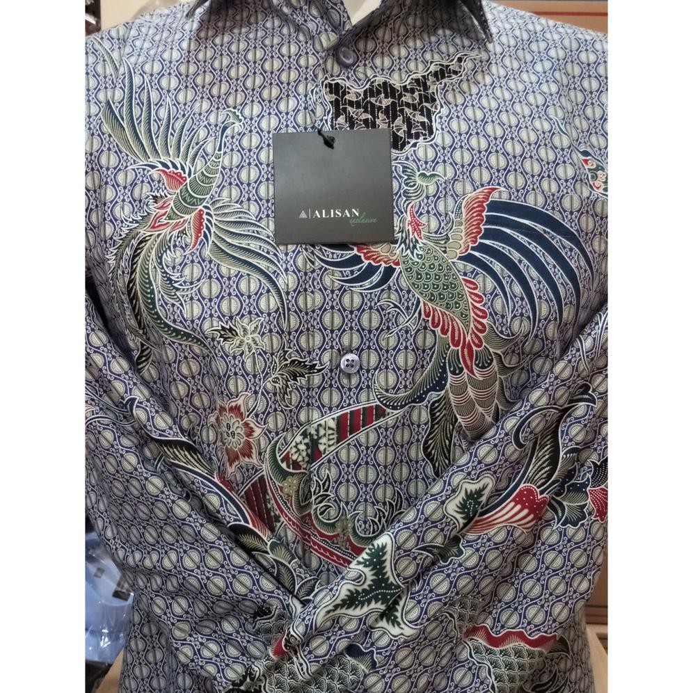 ALISAN Original Kemeja Batik Lengan Panjang - REGULER - Motif Burung  //BIRU//