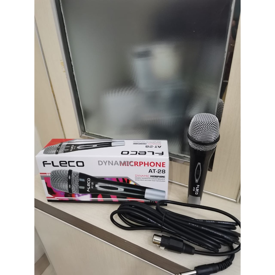 medan elektronik mic dynamic microphone fleco at28 mic kabel