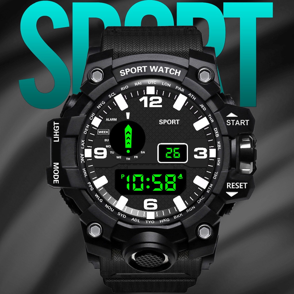 Jam Tangan Digital Electronic Sport Wacth Pria Arloji Cowok Karet Fashion Import Kekinian Terbaru CO