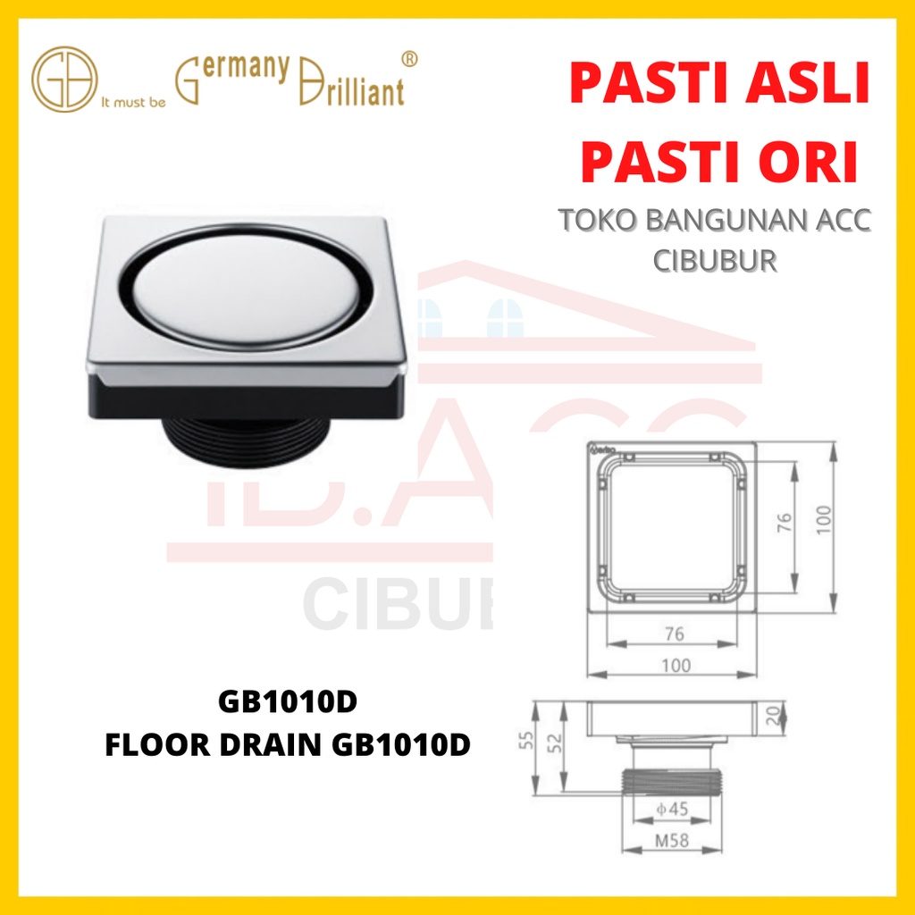 FLOOR DRAIN GB GERMANY BRILLIANT GB1010D GARANSI RESMI