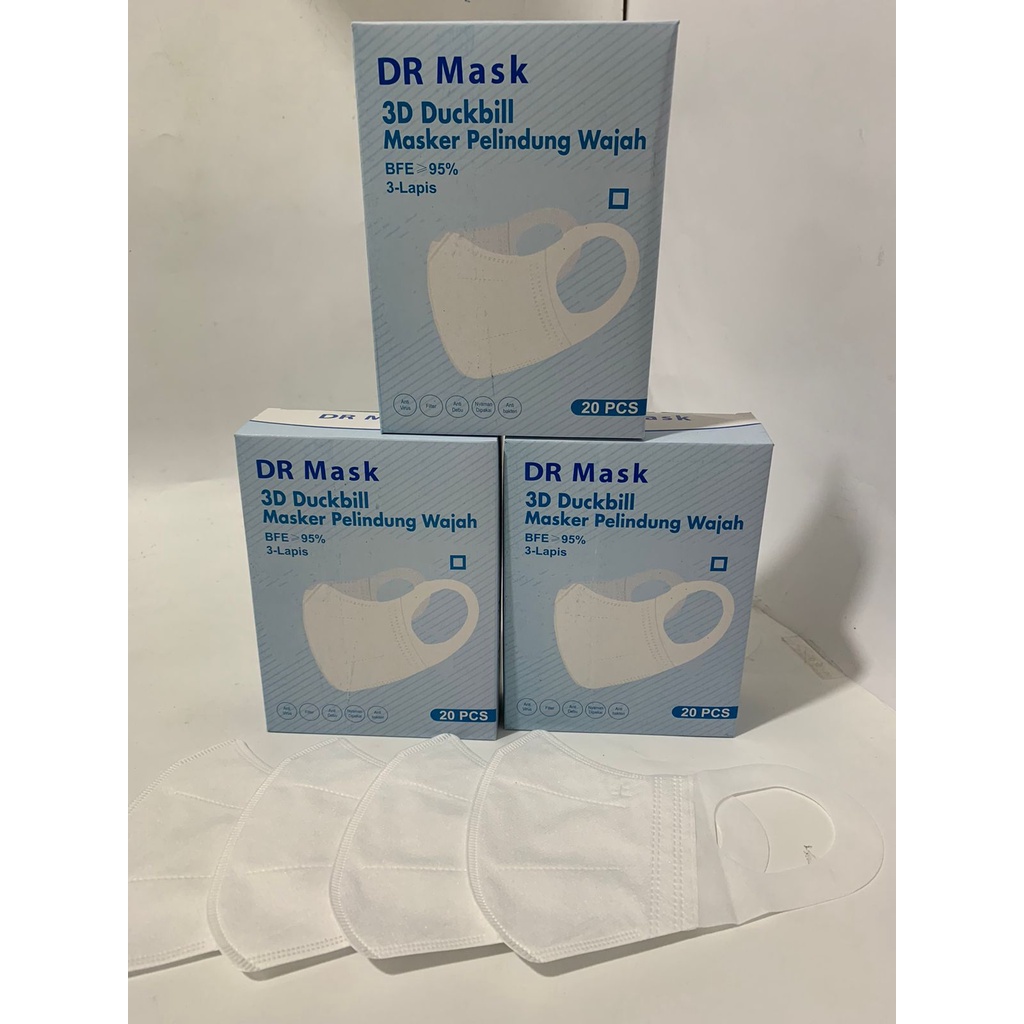 masker 3d duckbill 3ply dewasa 20pcs