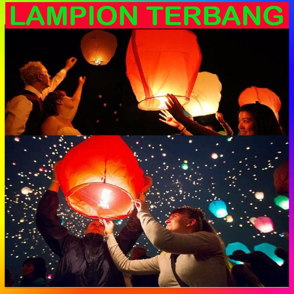 Lampion Terbang /Lentera Terbang / Flying Sky Lanterns Lentera Terbang Lampion Kertas (Warna Warni)