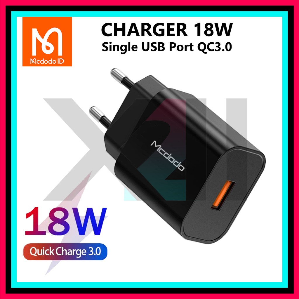 Mcdodo Kepala Charger USB Port QC 3.0 18W Fast Charging iPhone Samsung