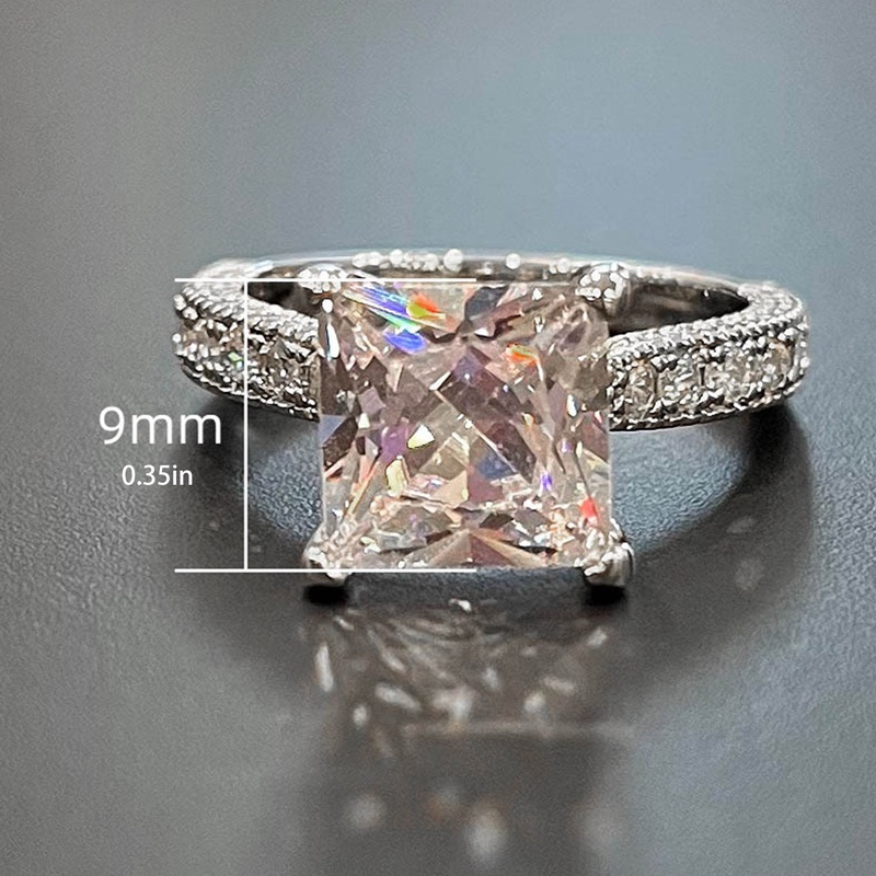 Cincin Wanita Bentuk Persegi Hias Cubic Zirconia Gaya Klasik / Simple / Putri Untuk Pernikahan