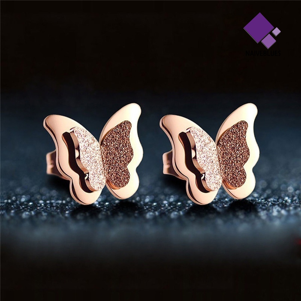 Anting Stud Bentuk Kupu-Kupu Untuk Wanita