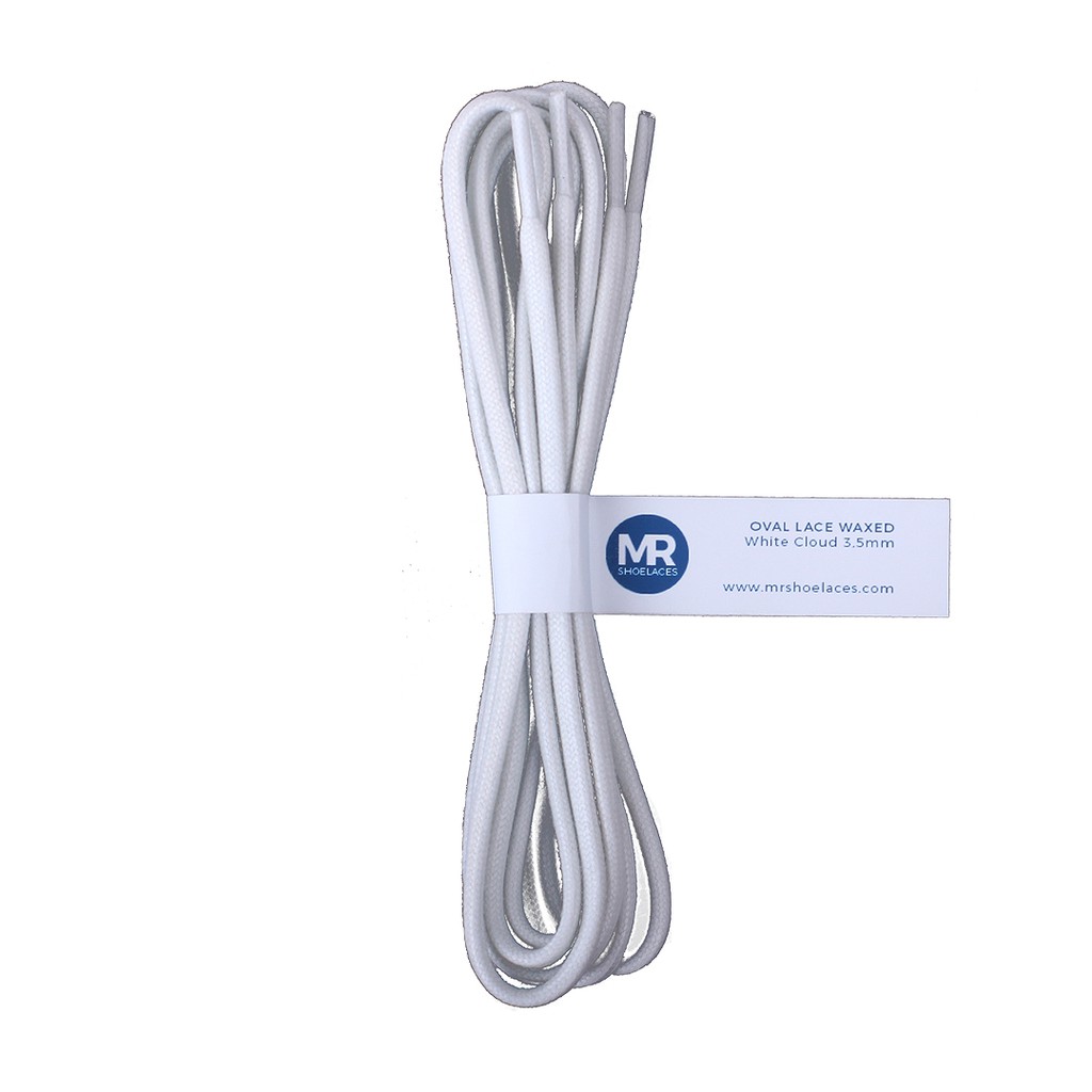 MR Shoelaces FC09 White Cloud Tali Sepatu Lilin Oval 3.5mm (Waxed Laces) 50cm 70cm 80cm 100cm 120cm 150cm - Putih