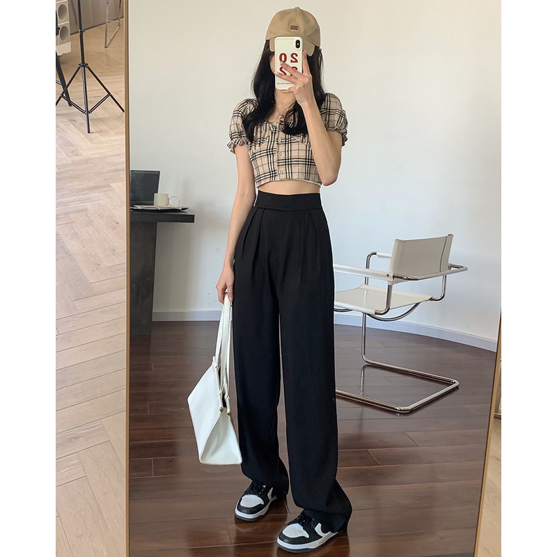 XIAOZHAINV Korean Style Velcro Celana Panjang Wanita High Waist Pants/Celana Kulot Highwaist/Celana Kulot Wanita