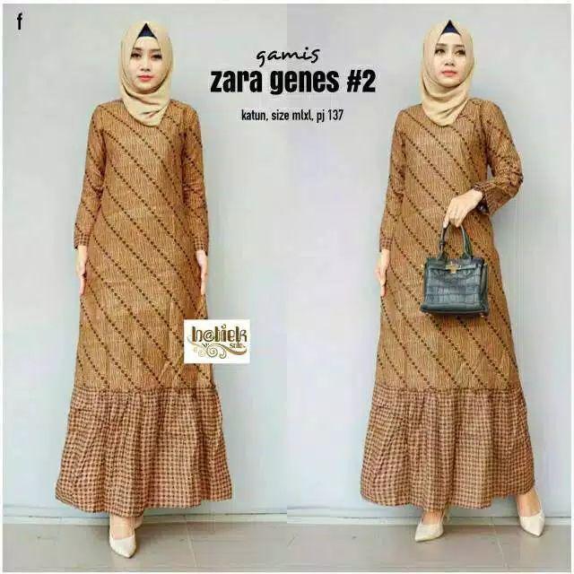 Couple Gamis Zara Genes Sogan Batik Long Dress Pesta Muslim