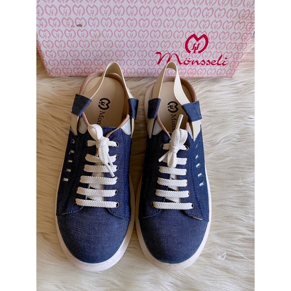 PSPGN.CO || SEPATU SANDAL WANITA MARY JANES KASUAL ORIGINAL BRAND MONSSELI 3037 BR/VR IN BLUE DENIM 
