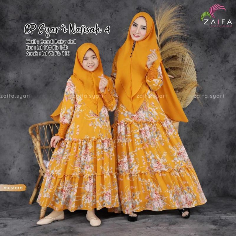 SETELAN GAMIS SYAR'I IBU ANAK JUMBO BABYDOLL/GAMIS SYARI MOTIF/CP SYAR'I NAFISAH 4 FASHION HQ
