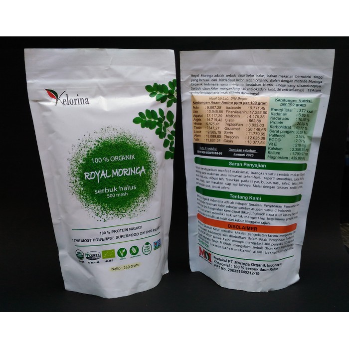 

Serbuk Daun Kelor 500 Mesh (Royal Moringa) isi 250 Gram PROMO