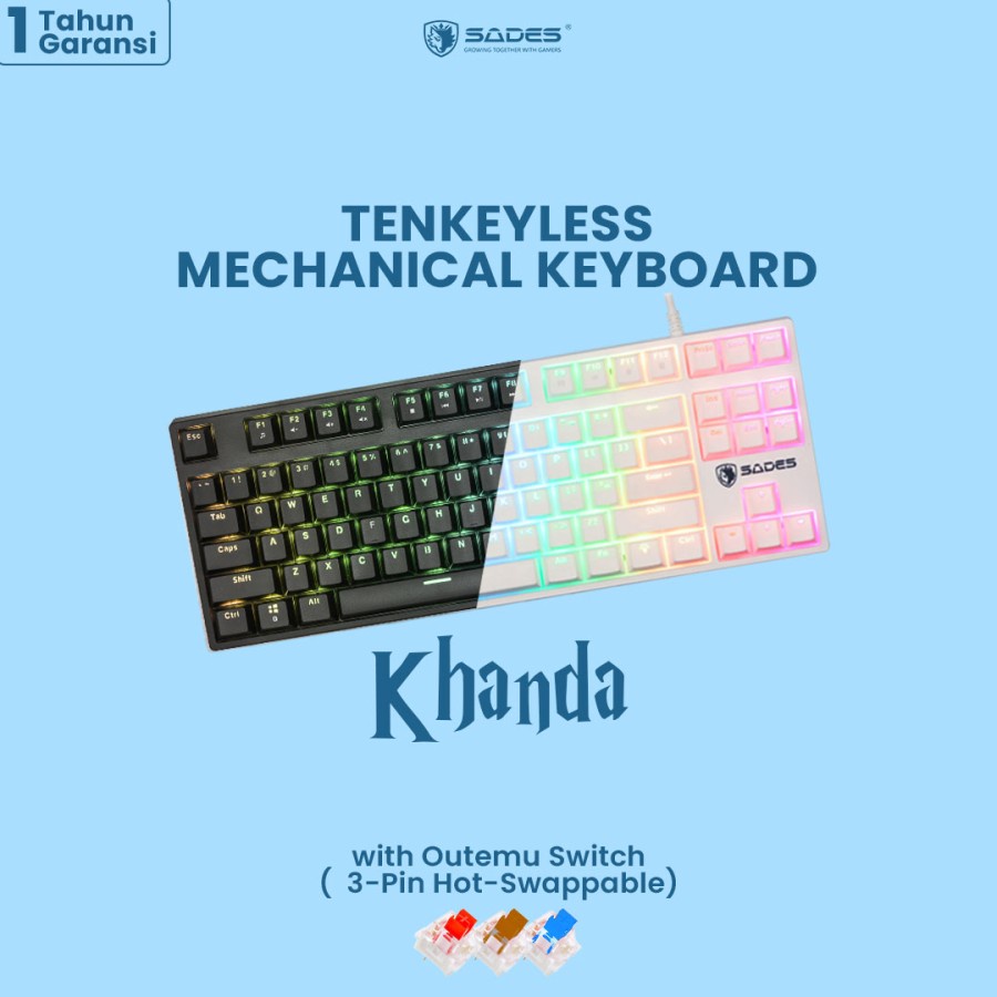 Sades Khanda TKL RGB Keyboard Gaming Mechanical Outemu Switch ORIGINAL