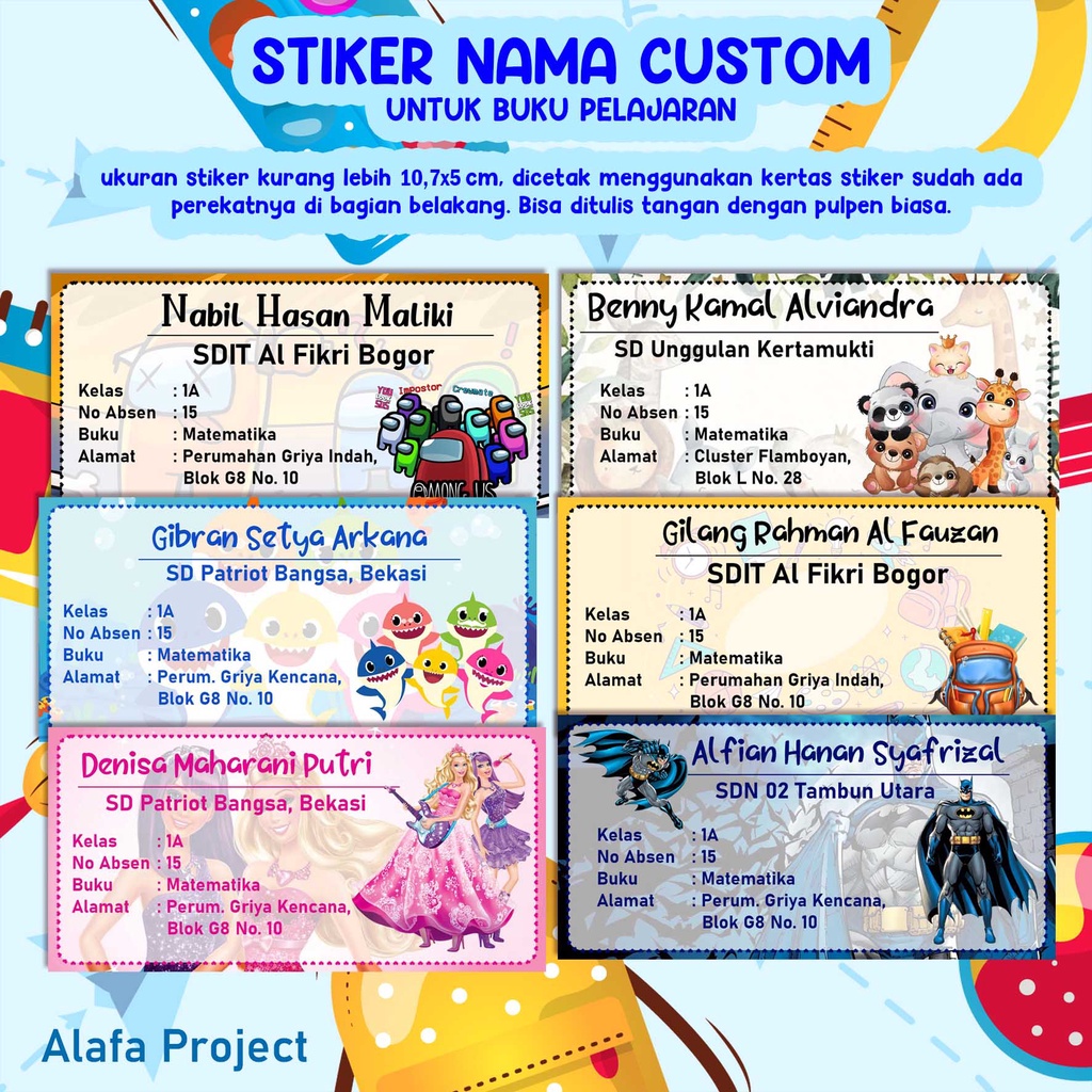 

AlafaProject Stiker Nama Anak Untuk Buku Tulis Sekolah