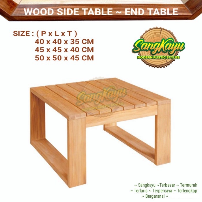 Meja kayu serbaguna meja monitor stand laptop table meja sudut side - 40 x 40 x 35 cm, KAYU MAHONI