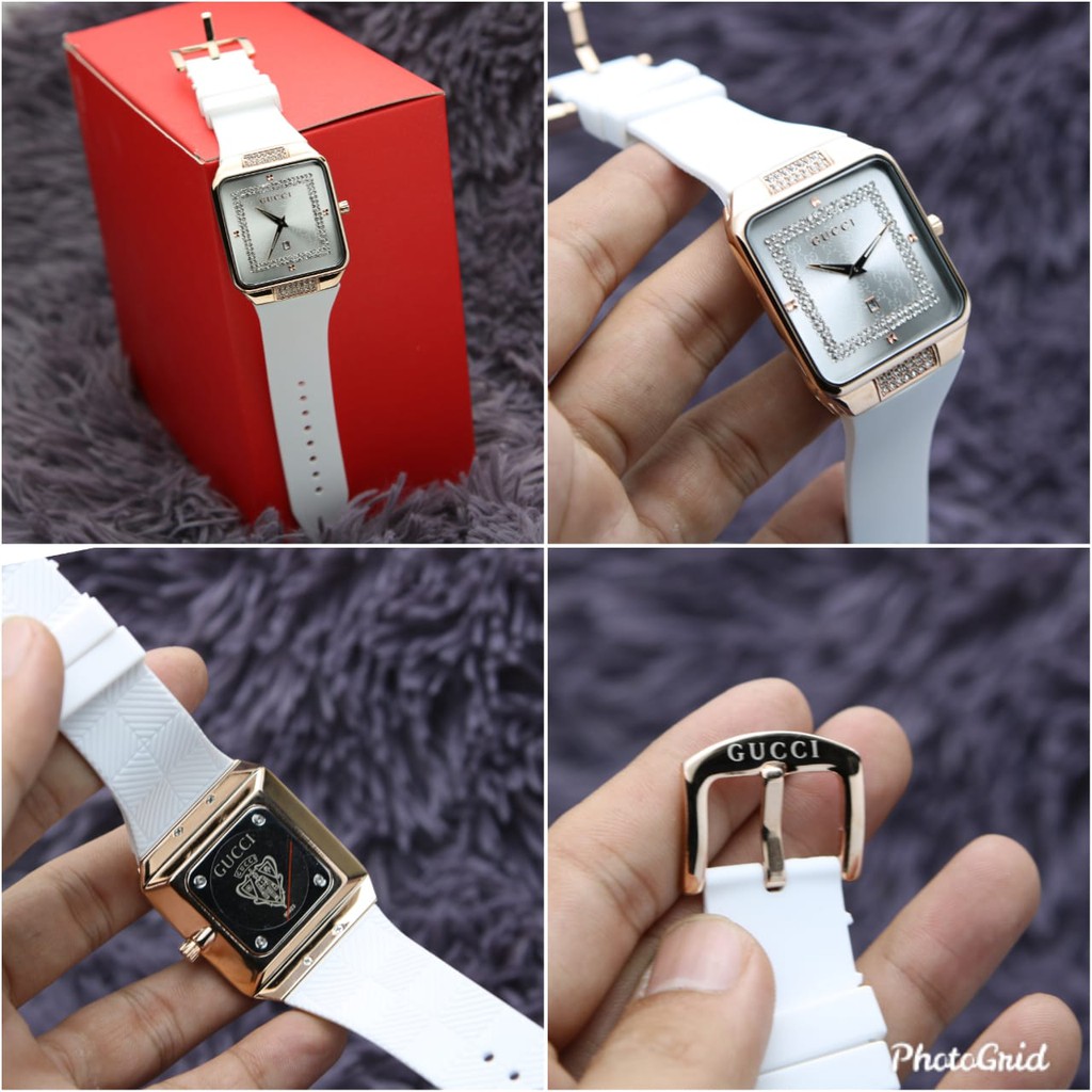 COD Grosiran jam tangan fashion wanita gucci12 rubber body tipis mata-mata tanggal aktif
