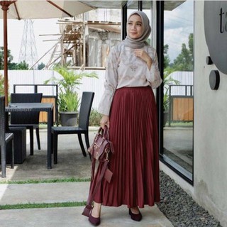  BISA COD PALING MURAH Rok Plisket Premium Maxi Skirt 