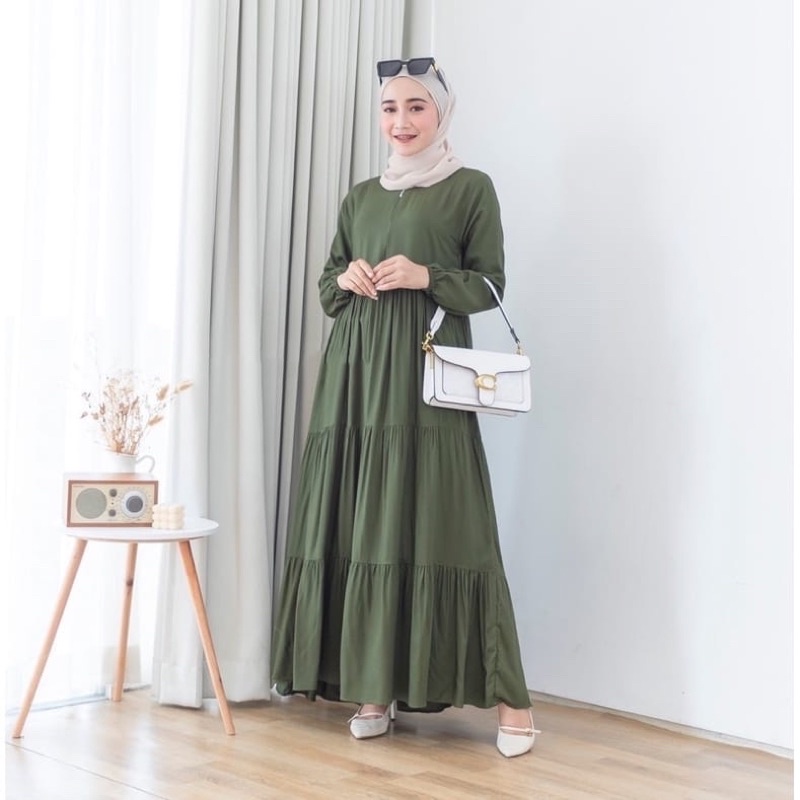 (DBY) GAMIS ANDINA BASIC RUFFLE REMPEL DAILY BUSUI MAXY DRESS RAYON