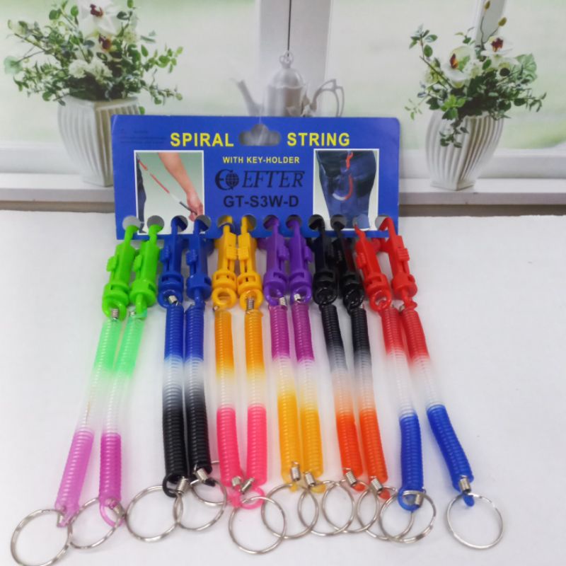 Gantungan Kunci Spiral Isi 12Pcs Gantungan String With Key Holder 0,8 Cm Warna