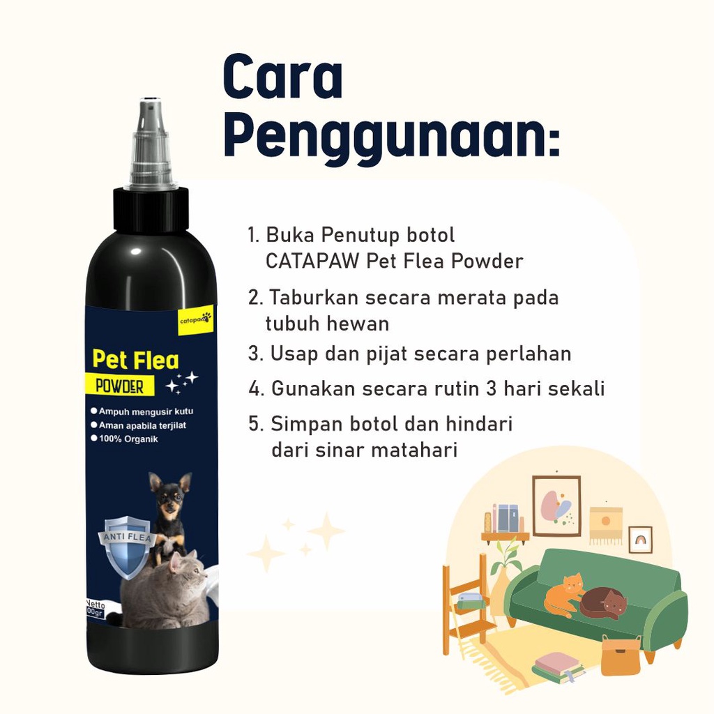 CATAPAW Bedak Obat Pencegah Kutu Kucing Anjing Ampuh / Bedak Anti Kutu Kucing