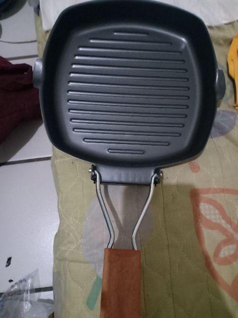 Gb078 Teflon Bbq Wajan Bbq Pemanggang Daging Wajan Panggangan Sate Anti Lengket Square Grill Pan