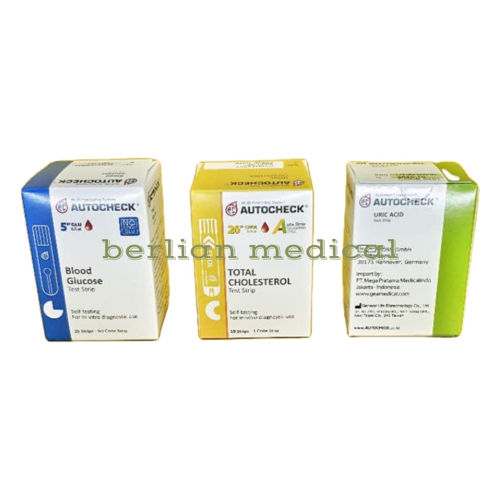 STRIP AUTOCHECK GULA , ASAM URAT , KOLESTEROL / STIK AUTO CHECK AUTOCEK GDA CHOLESTROL URID ACID