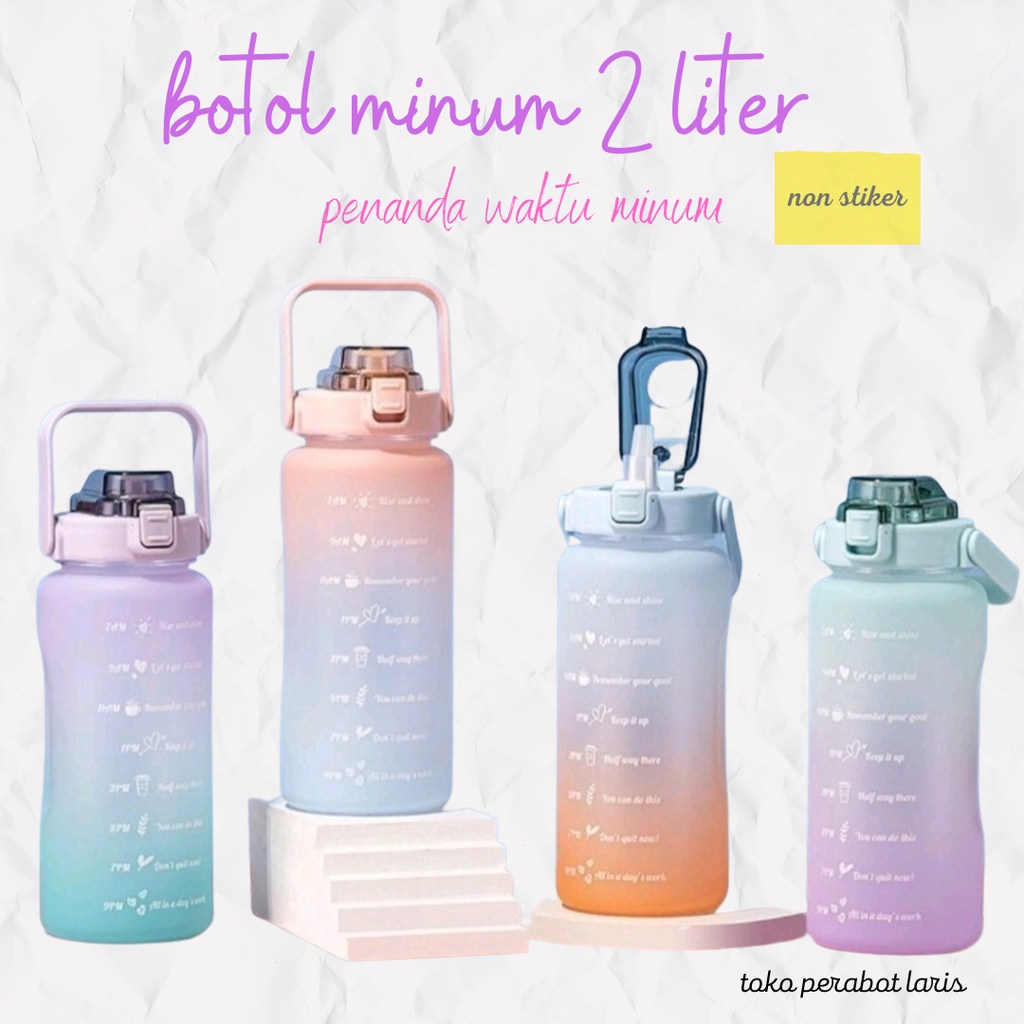 BOTOL 2 LITER/BOTOL MINUM 2 LITER/BOTOL MOTIVASI/BOTOL MINUM KOREA/BOTOL TRITAN 2L/BOTOL VIRAL