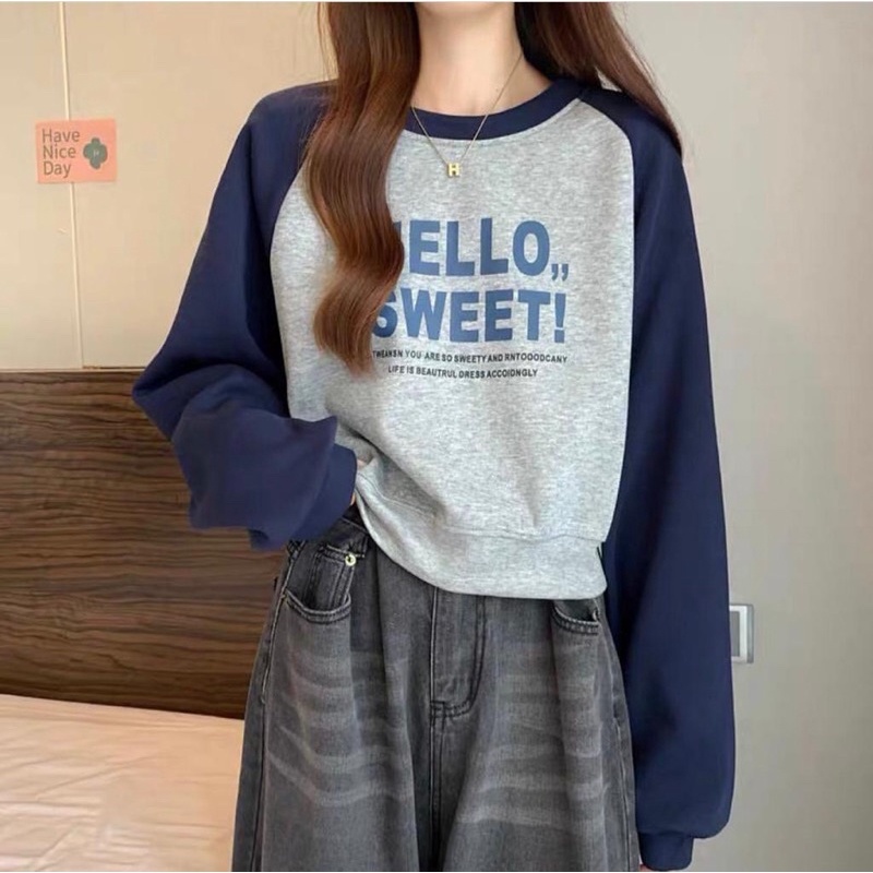 HELLO SWEET SWEATER WANITA KOREAN