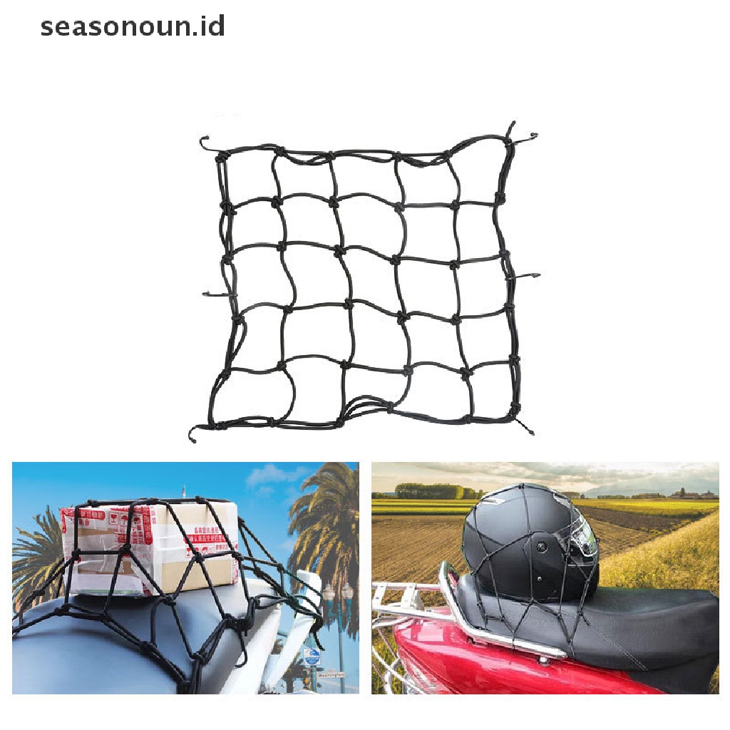 (seasonoun) Jaring Mesh Dengan 6 Hook Pengait Untuk Penyimpanan Barang Bawaan Motor Universal