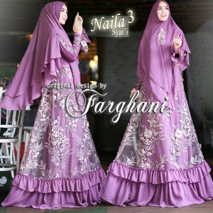 Jual Gamis Syari Brokat Warna Naila 3 Original by Farghani Limited