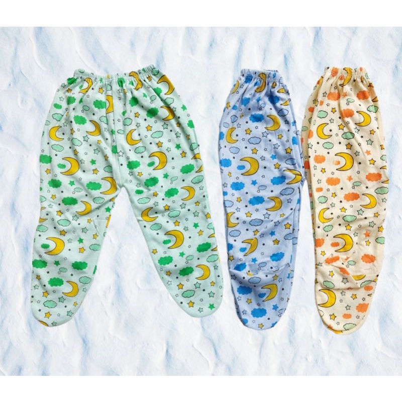 Isi 3 Celana panjang Tutup Bayi Baru lahir Putih Motif Bahan Katun umur 0-6 bulan