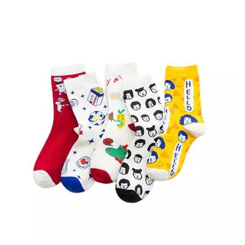 4 PASANG KAOS KAKI  MOTIF / KARAKTER ANAK  PEREMPUAN TK_SD (  WARNA DAN MOTIF RANDOM )